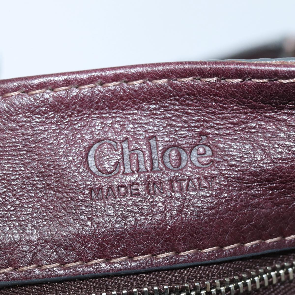 Chloe Paddington Hand Bag Leather Wine Red Auth am6592