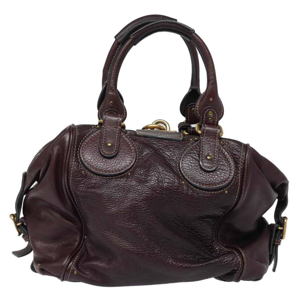 Chloe Paddington Hand Bag Leather Wine Red Auth am6592