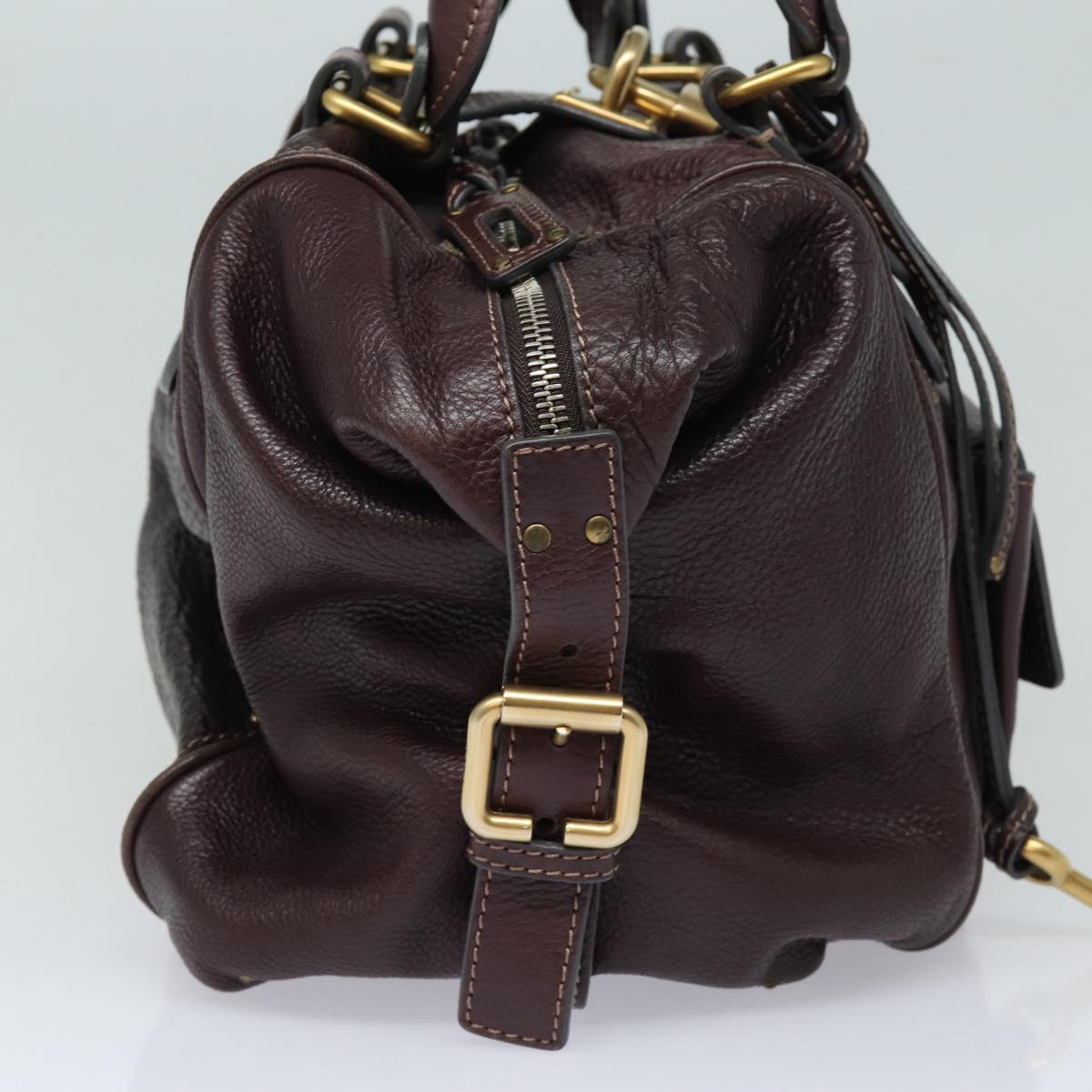 Chloe Paddington Hand Bag Leather Wine Red Auth am6592