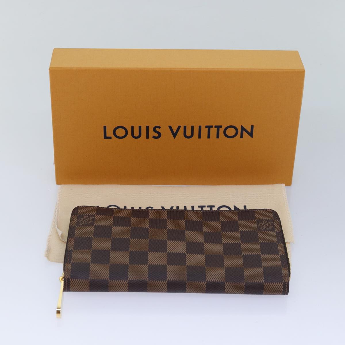 LOUIS VUITTON Damier Ebene Zippy Wallet Long Wallet N41661 LV Auth am6593S