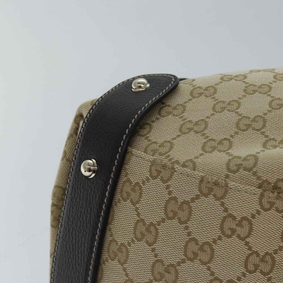 GUCCI Horsebit GG Canvas Hand Bag Outlet Beige 336653 Auth am6595A