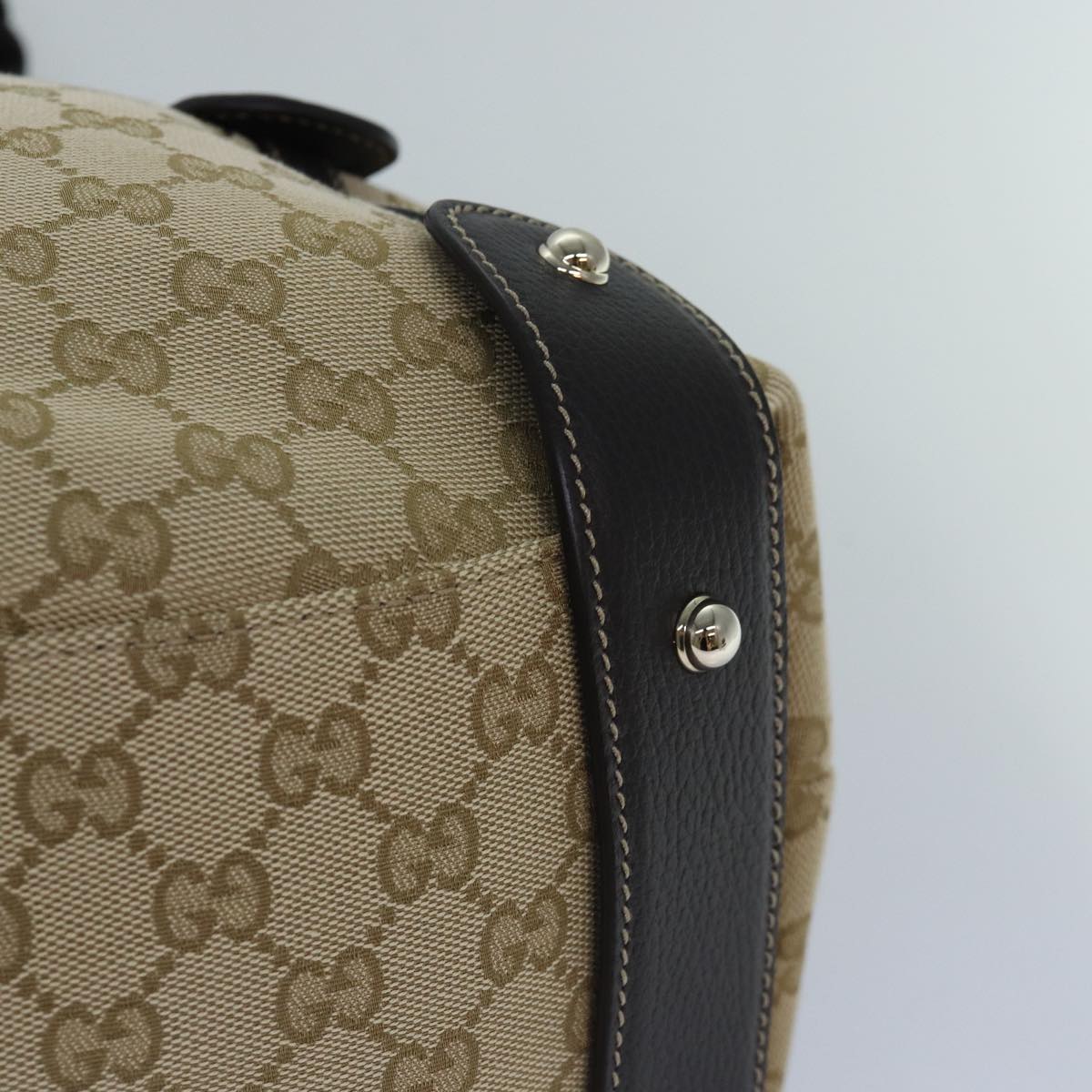 GUCCI Horsebit GG Canvas Hand Bag Outlet Beige 336653 Auth am6595A