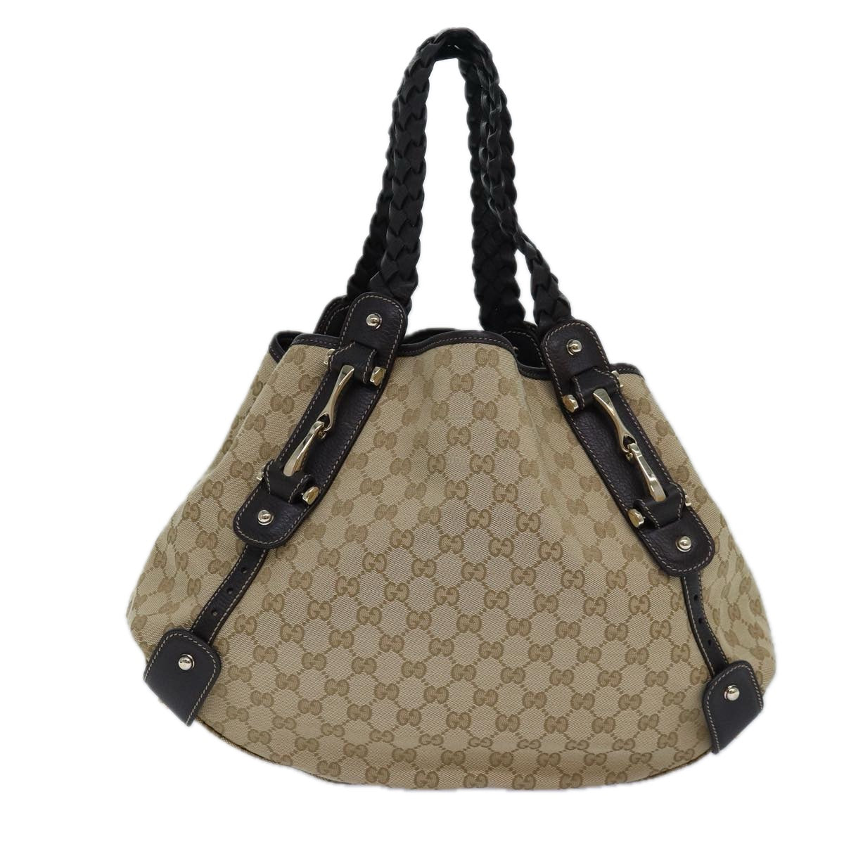 GUCCI Horsebit GG Canvas Hand Bag Outlet Beige 336653 Auth am6595A - 0