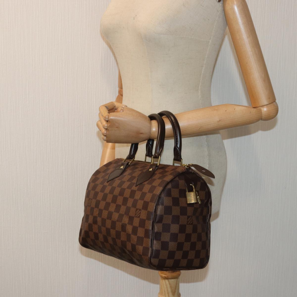 LOUIS VUITTON Damier Ebene Speedy 25 Hand Bag N41532 LV Auth am6597A