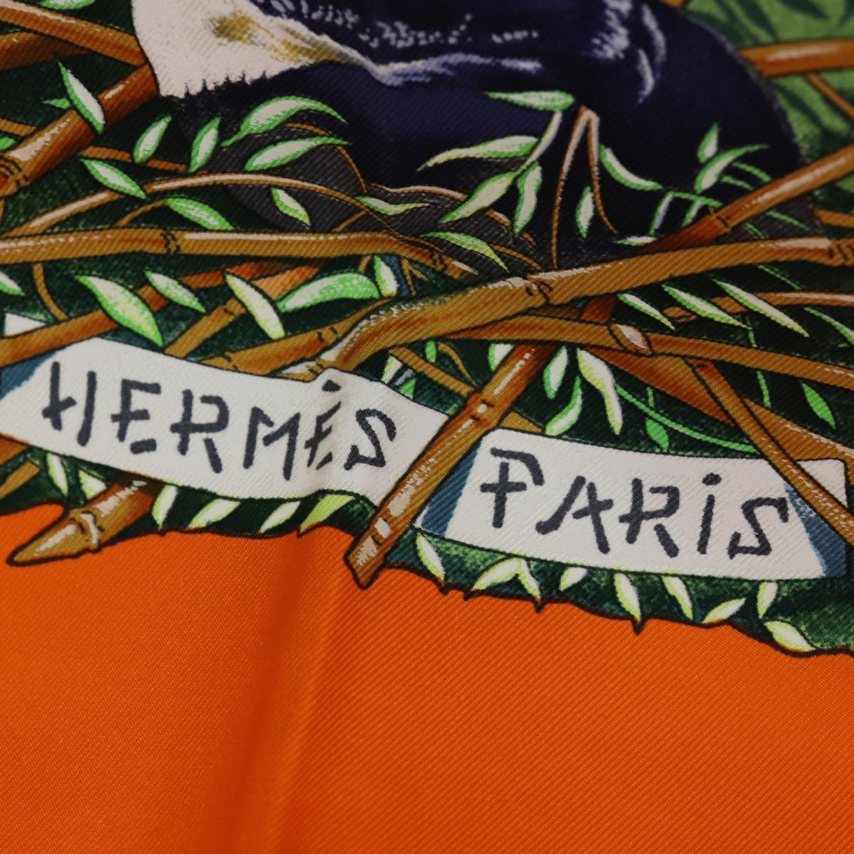 HERMES Silk Carre 90 Scarf ""SICHLIAN"" Silk Orange Auth am6602