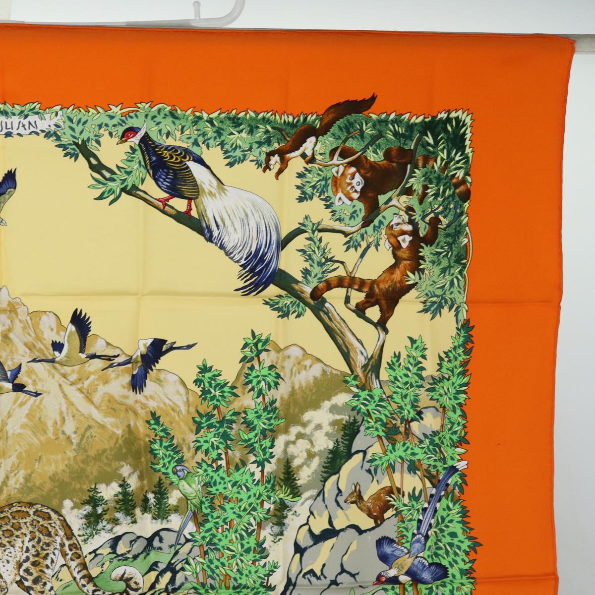 HERMES Silk Carre 90 Scarf ""SICHLIAN"" Silk Orange Auth am6602