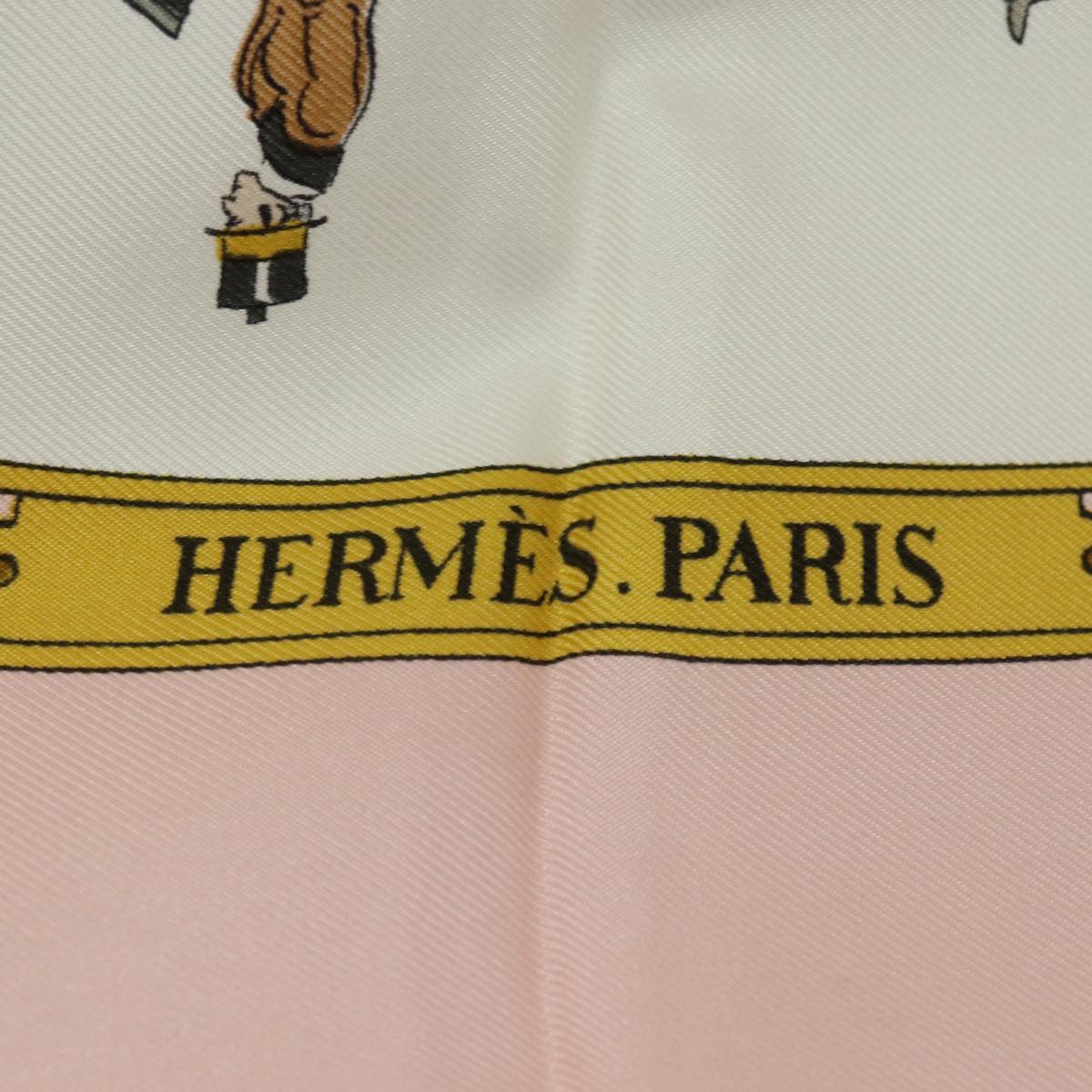 HERMES Carre 90 Scarf ""PROMENADE DE LONGCHAMPS""Silk Pink Auth am6607