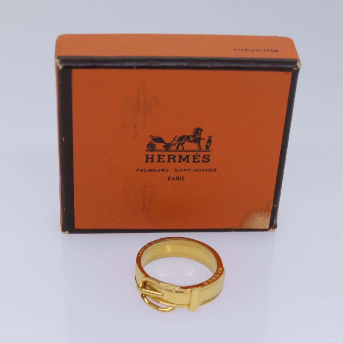 HERMES Scarf Ring metal Gold Auth am6612