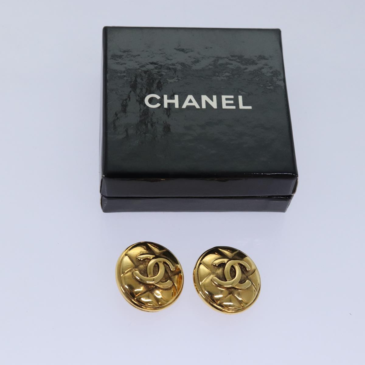 CHANEL COCO Mark Earring metal Gold CC Auth am6613