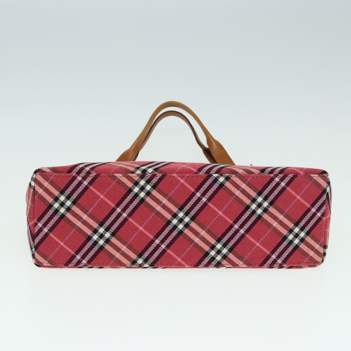 BURBERRY Nova Check Blue Label Hand Bag Canvas Leather Red Auth am6615