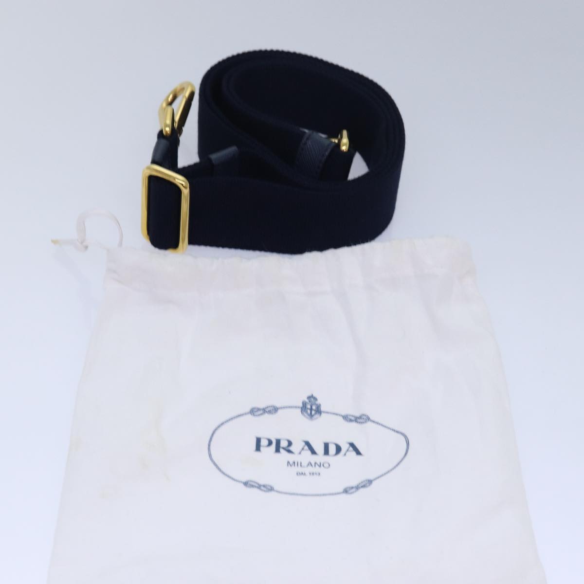 PRADA For Canapa Adjustable Shoulder Strap 24.8""-43.7"" Canvas Navy Auth am6616