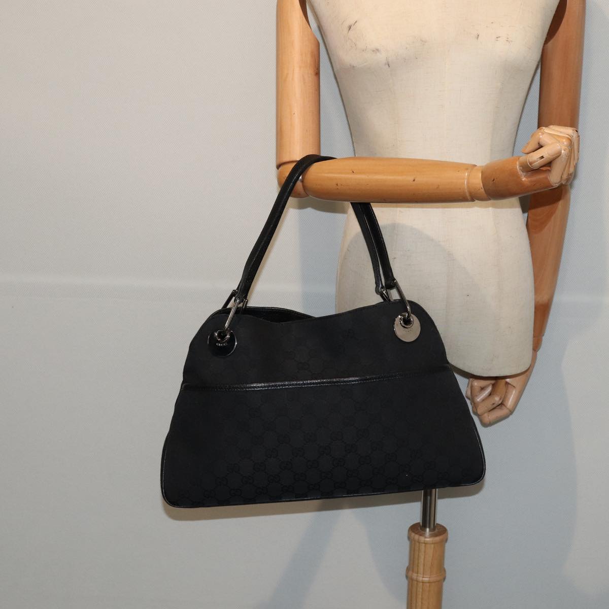 GUCCI GG Canvas Tote Bag Black 121023 Auth am6619