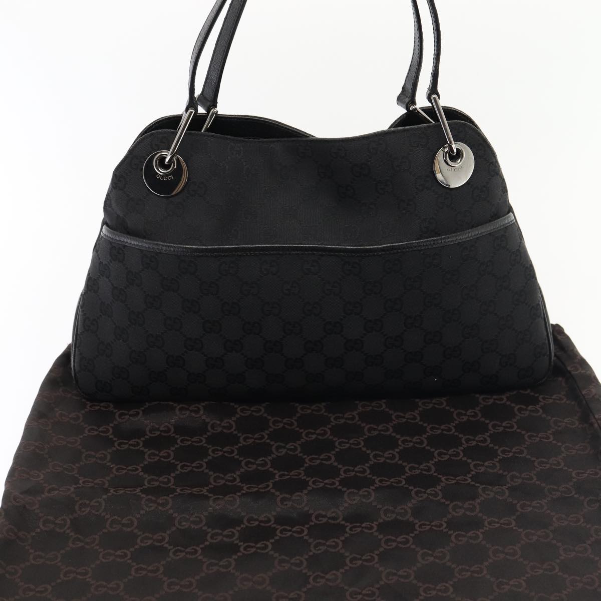 GUCCI GG Canvas Tote Bag Black 121023 Auth am6619