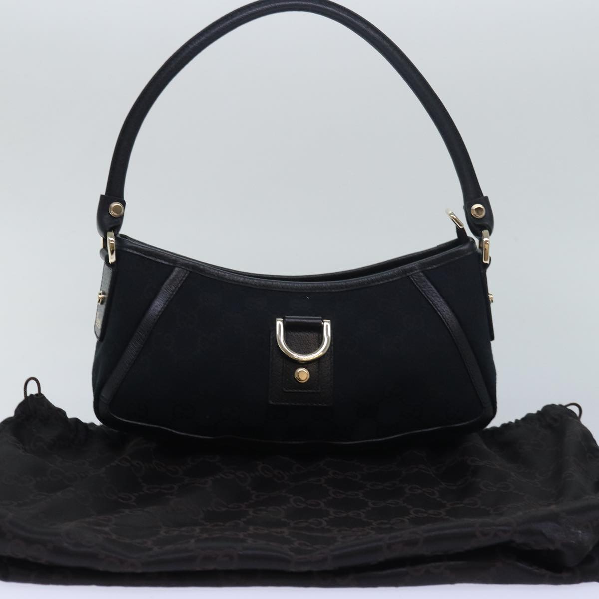 GUCCI GG Canvas Abbey Hand Bag Black 130939 Auth am6624A