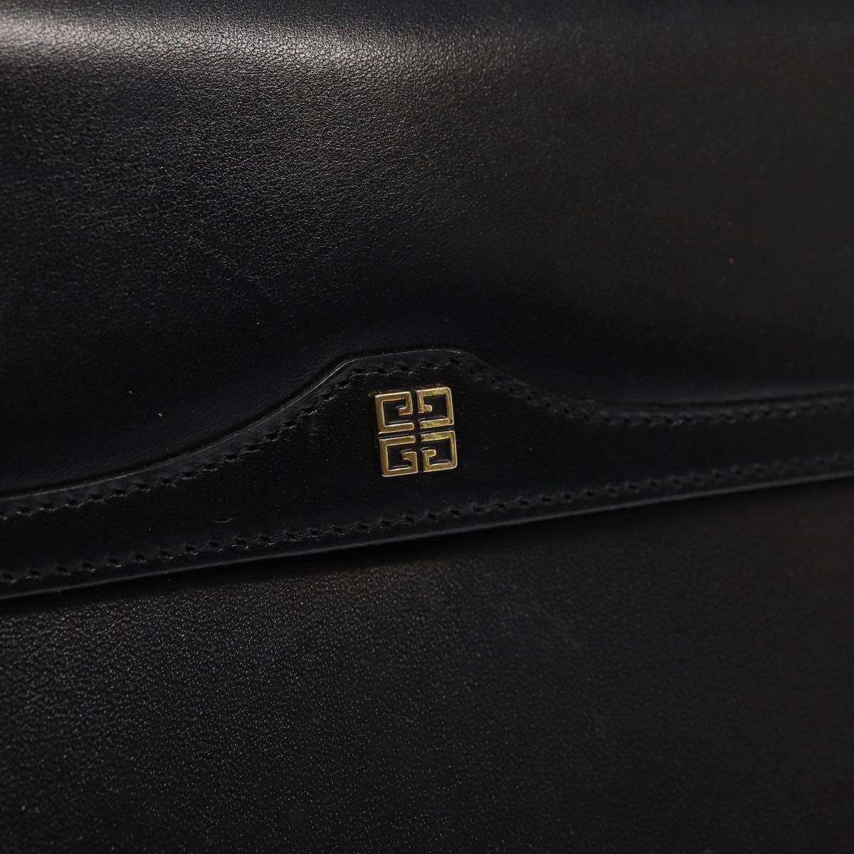 GIVENCHY Hand Bag Leather Black Auth am6625