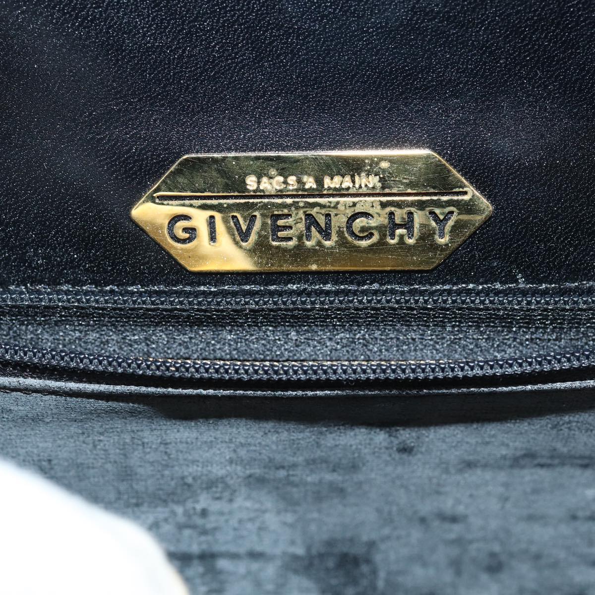 GIVENCHY Hand Bag Leather Black Auth am6625