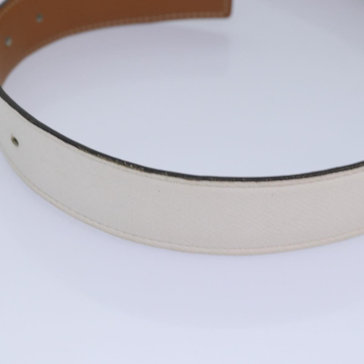 HERMES Constance Belt Leather 37.4"" White Auth am6629