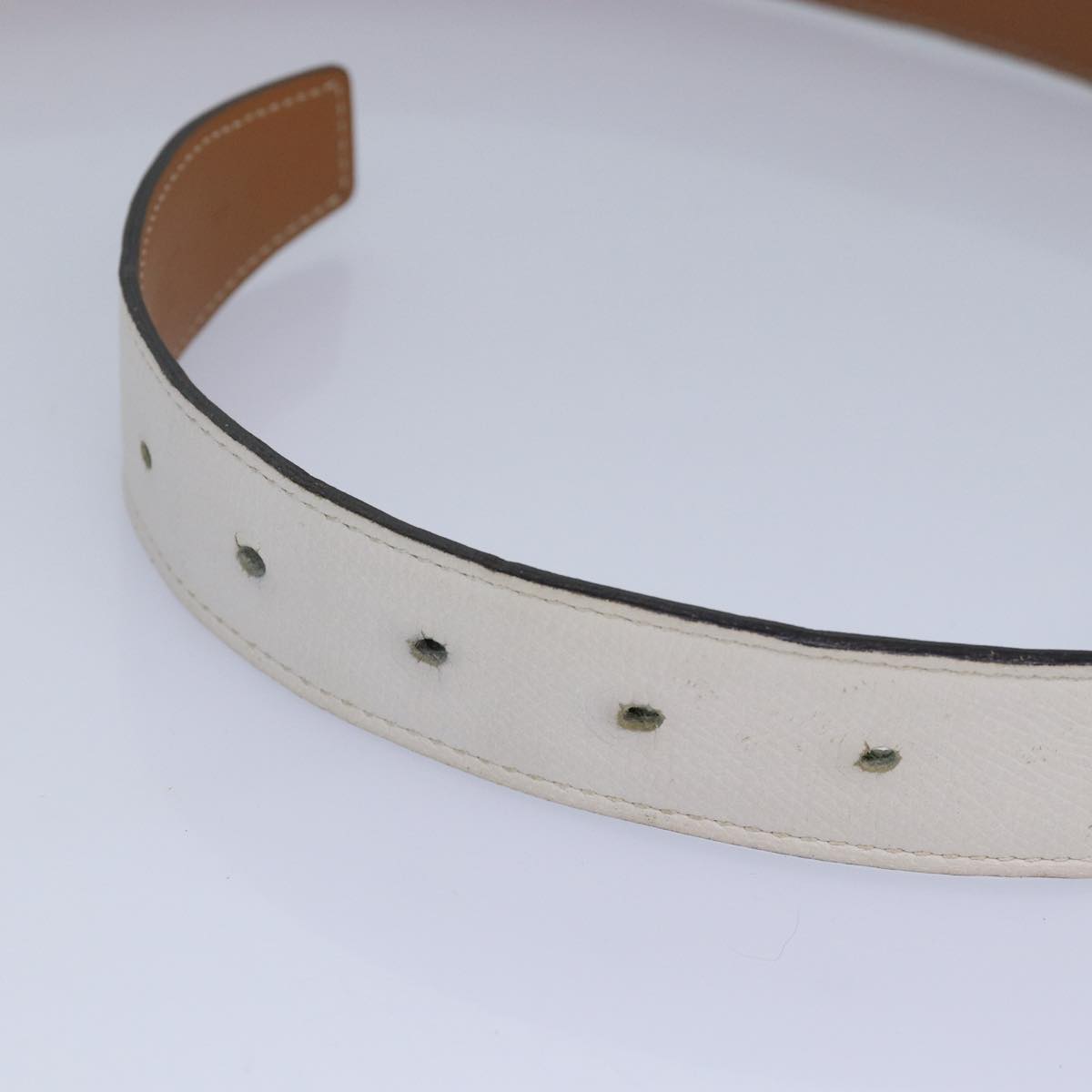 HERMES Constance Belt Leather 37.4"" White Auth am6629