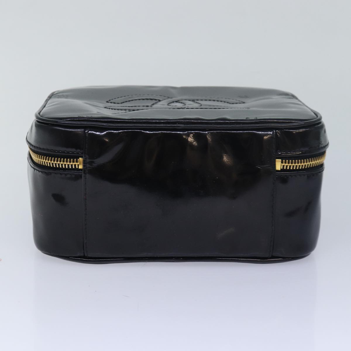 CHANEL Vanity Hand Bag Enamel 2way Black CC Auth am6641