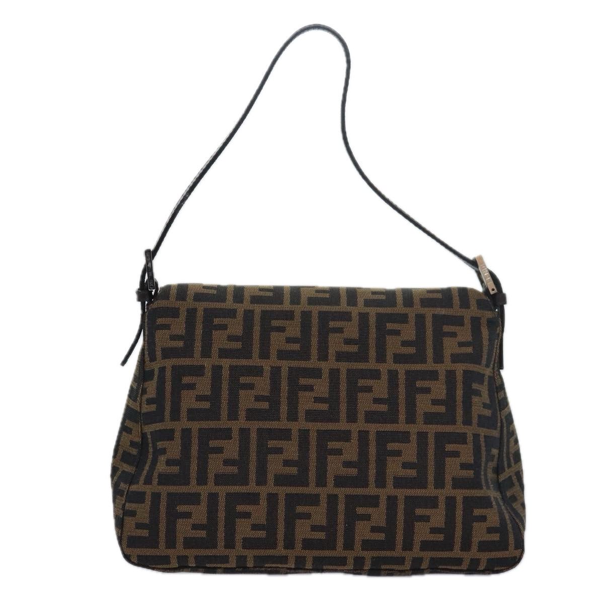 FENDI Zucca Canvas Mamma Baguette Shoulder Bag Brown Black Auth am6643A - 0