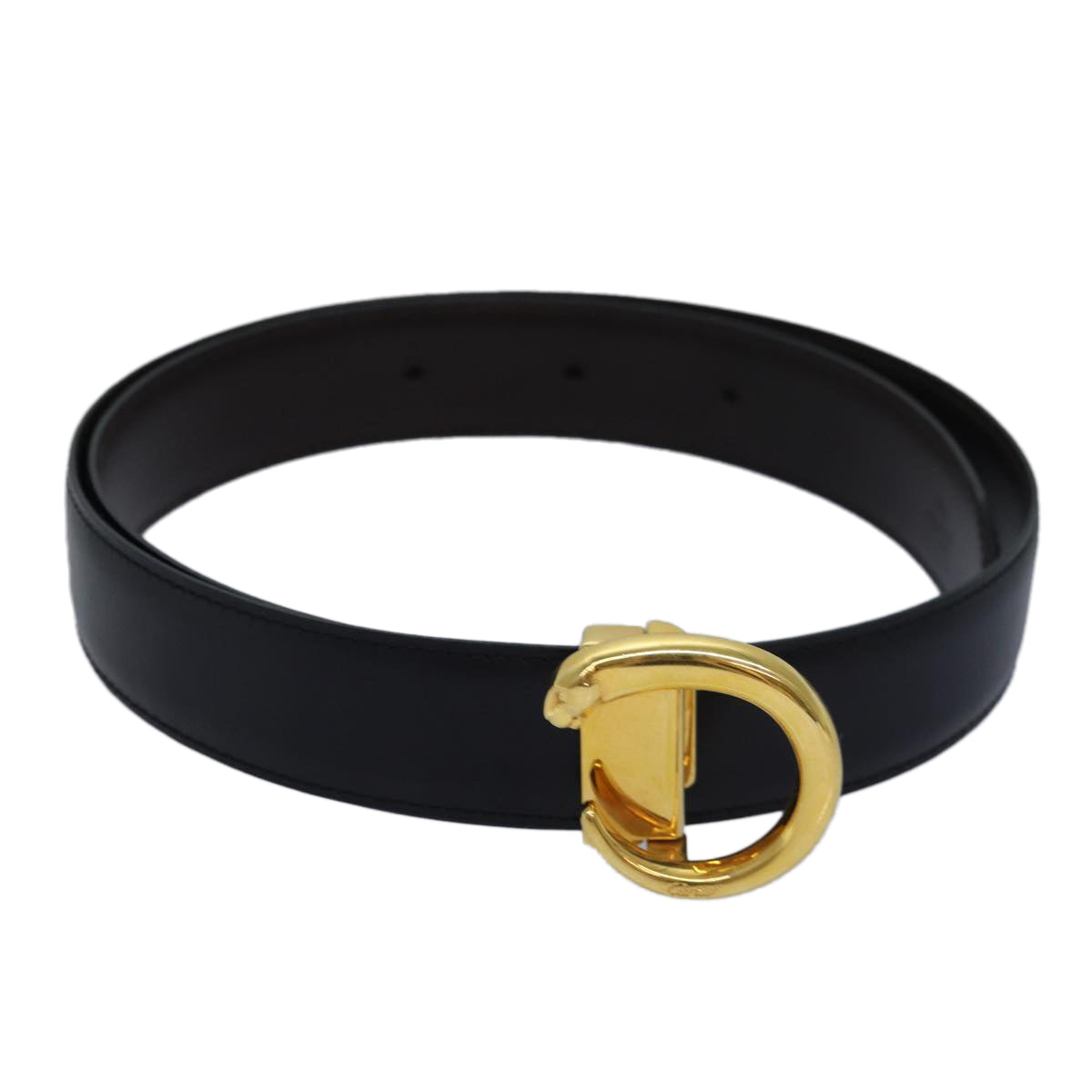 CARTIER PANTHERE Belt Leather 35"" Black Auth am6644