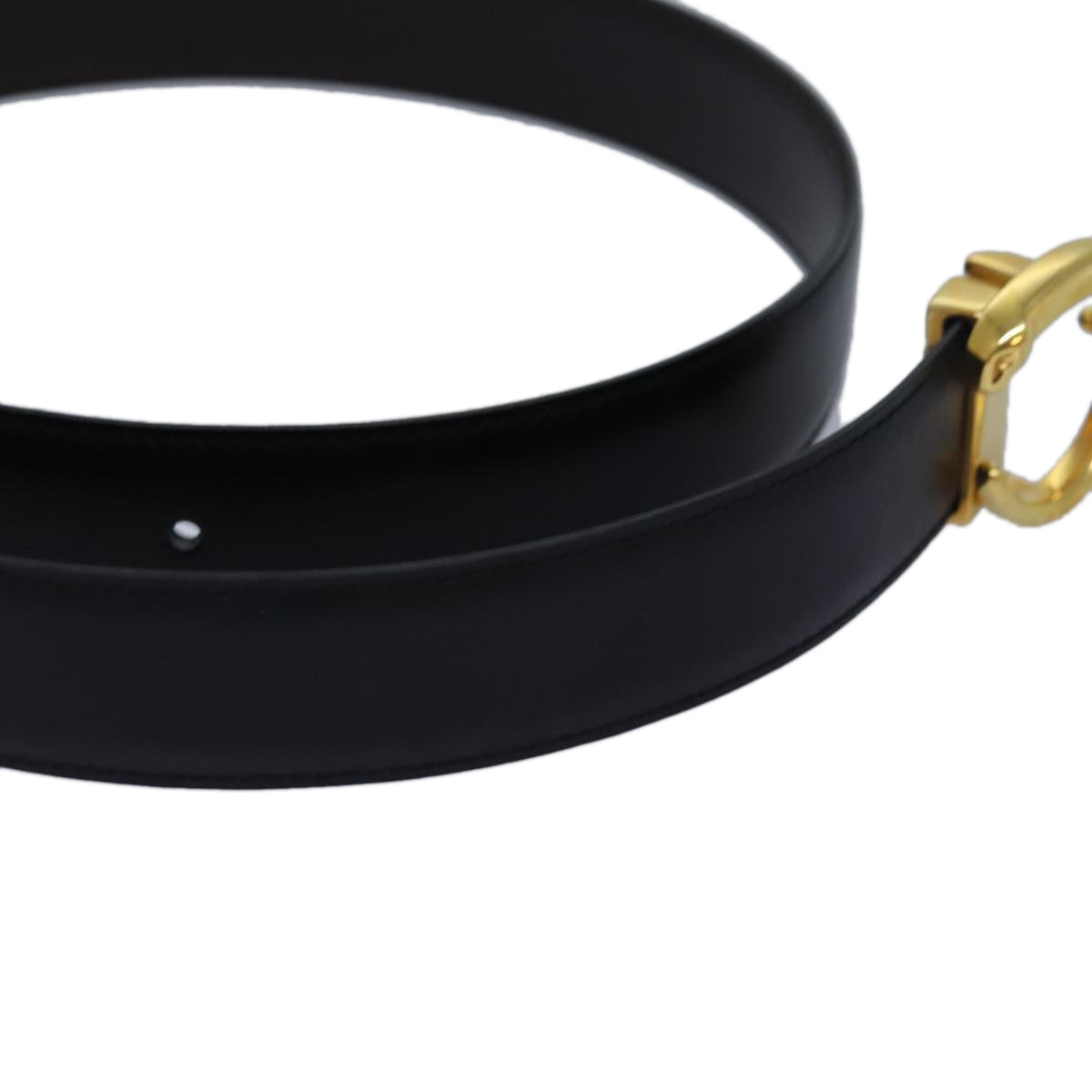 CARTIER PANTHERE Belt Leather 35"" Black Auth am6644