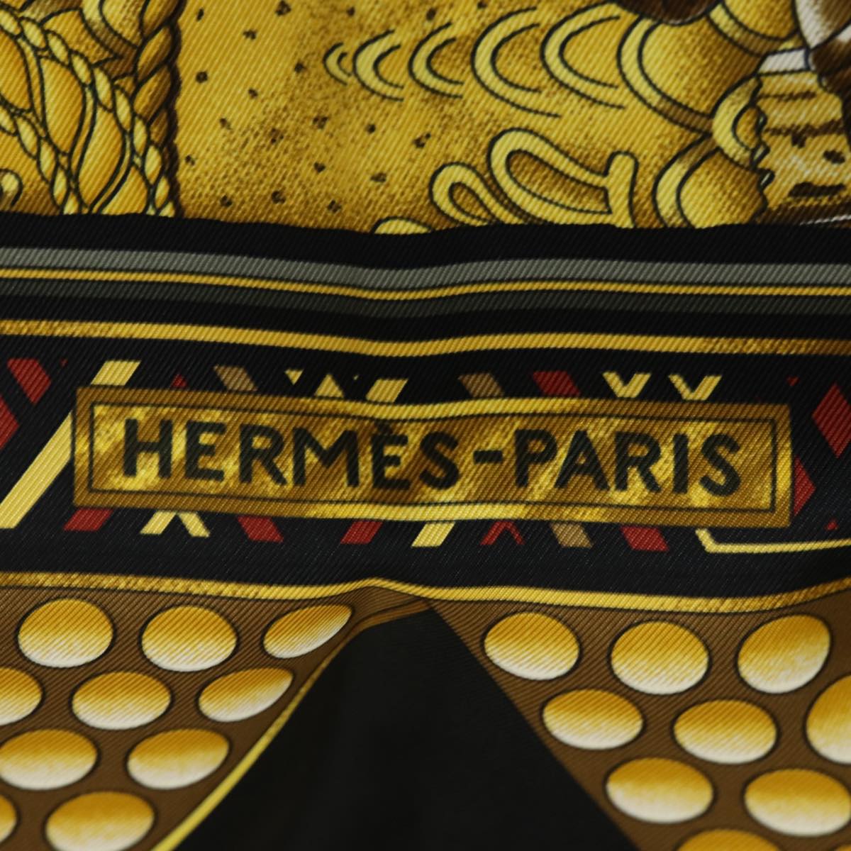 HERMES Carre 90 Scarf ""LOR DES CHEFS"" Silk Yellow Auth am6648