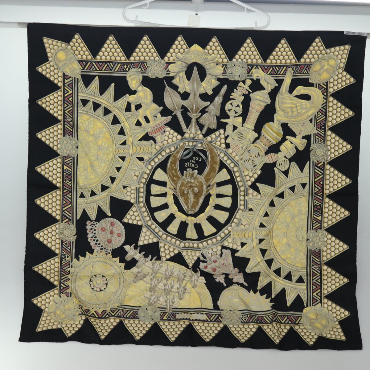 HERMES Carre 90 Scarf ""LOR DES CHEFS"" Silk Yellow Auth am6648