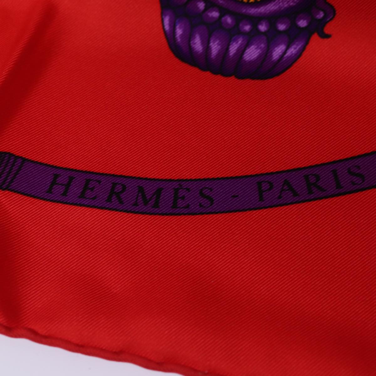 HERMES Carre 90 Scarf ""FOLIES DU CIEL"" Silk Red Auth am6649