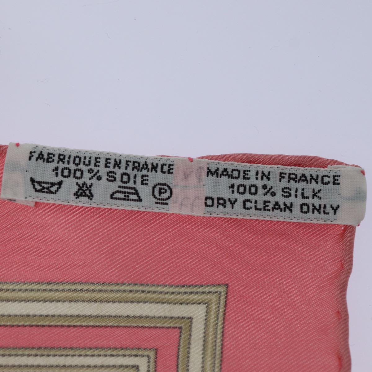 HERMES Carre 40 Scarf ""LES TUILERIES"" Silk Pink Auth am6650