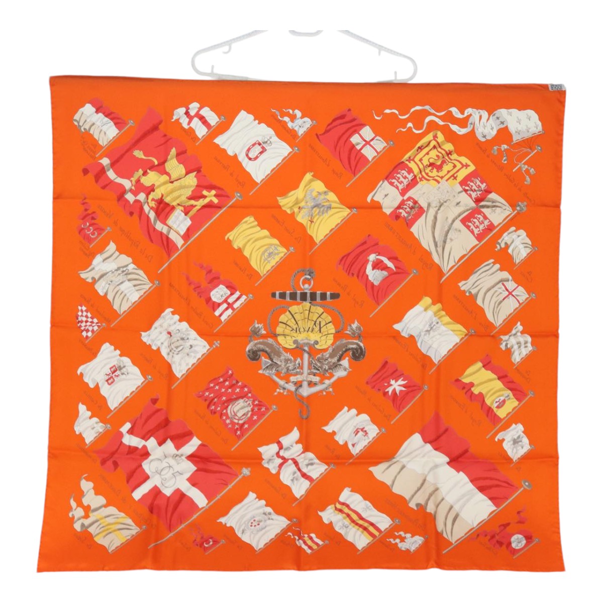 HERMES Carre 90 Scarf ""PAVOIS"" Silk Orange Auth am6652