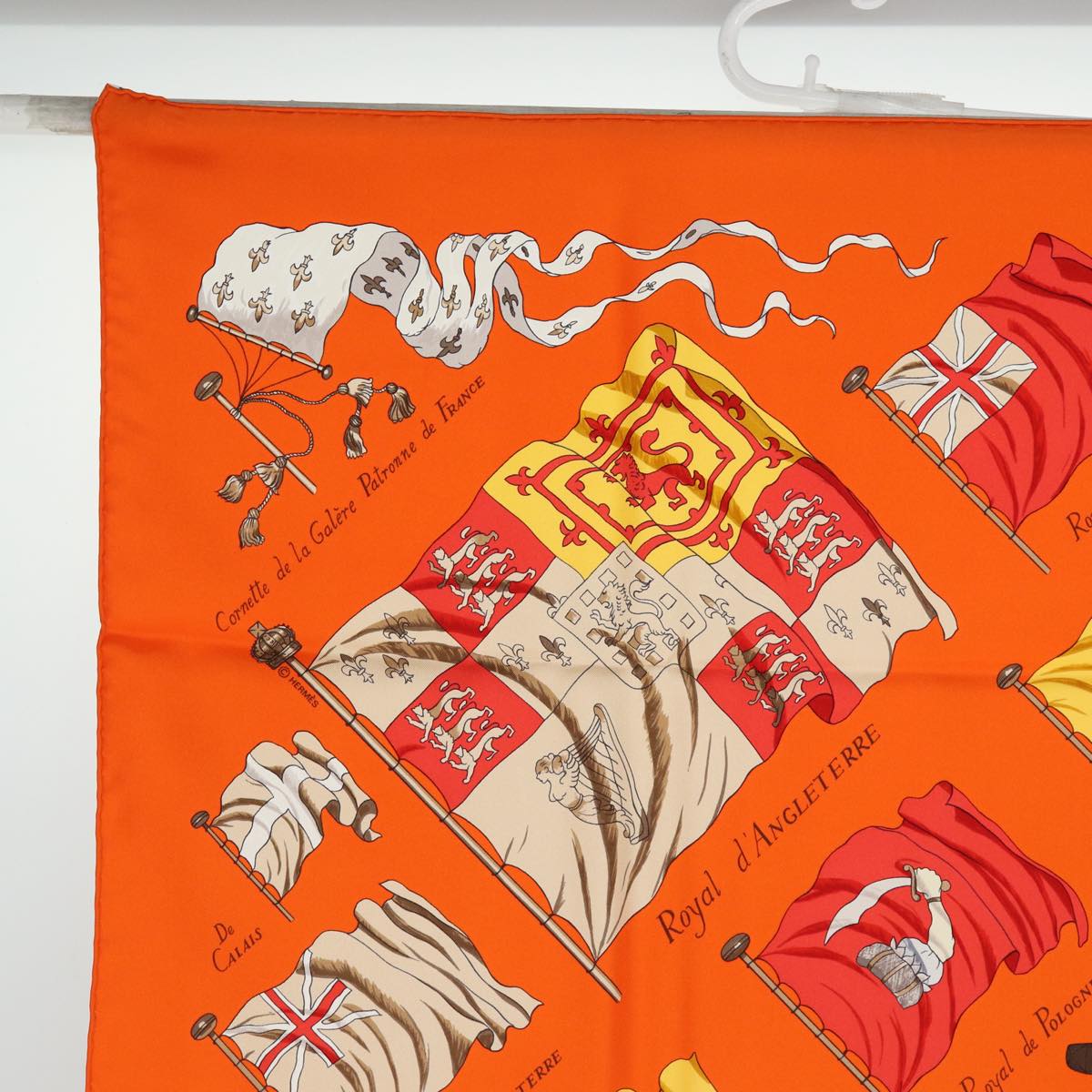 HERMES Carre 90 Scarf ""PAVOIS"" Silk Orange Auth am6652 - 0