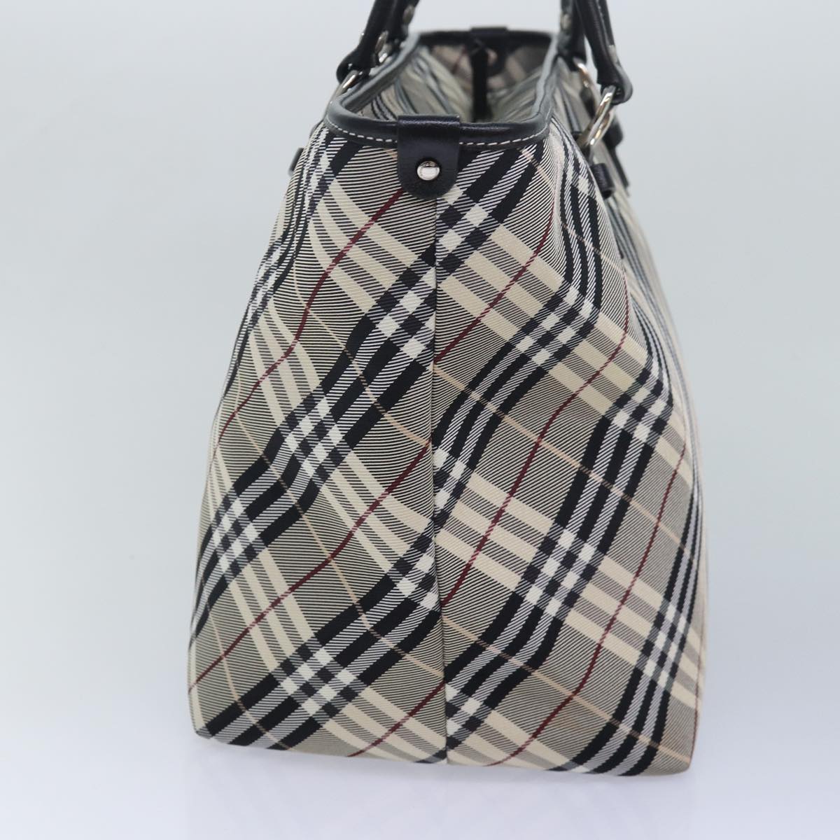 BURBERRY Nova Check Blue Label Tote Bag Nylon Black Gray Auth am6659