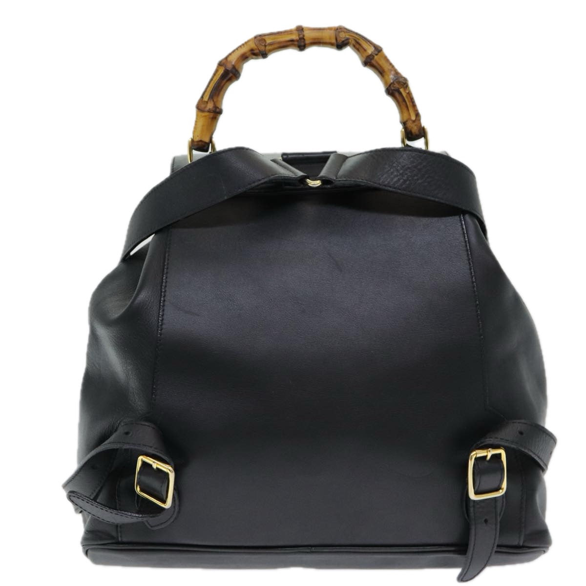 GUCCI Bamboo Backpack Leather Black Auth am6663 - 0