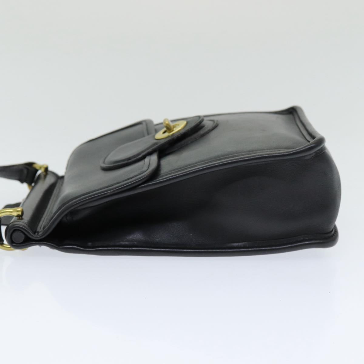 Coach Shoulder Bag Leather Black Auth am6664