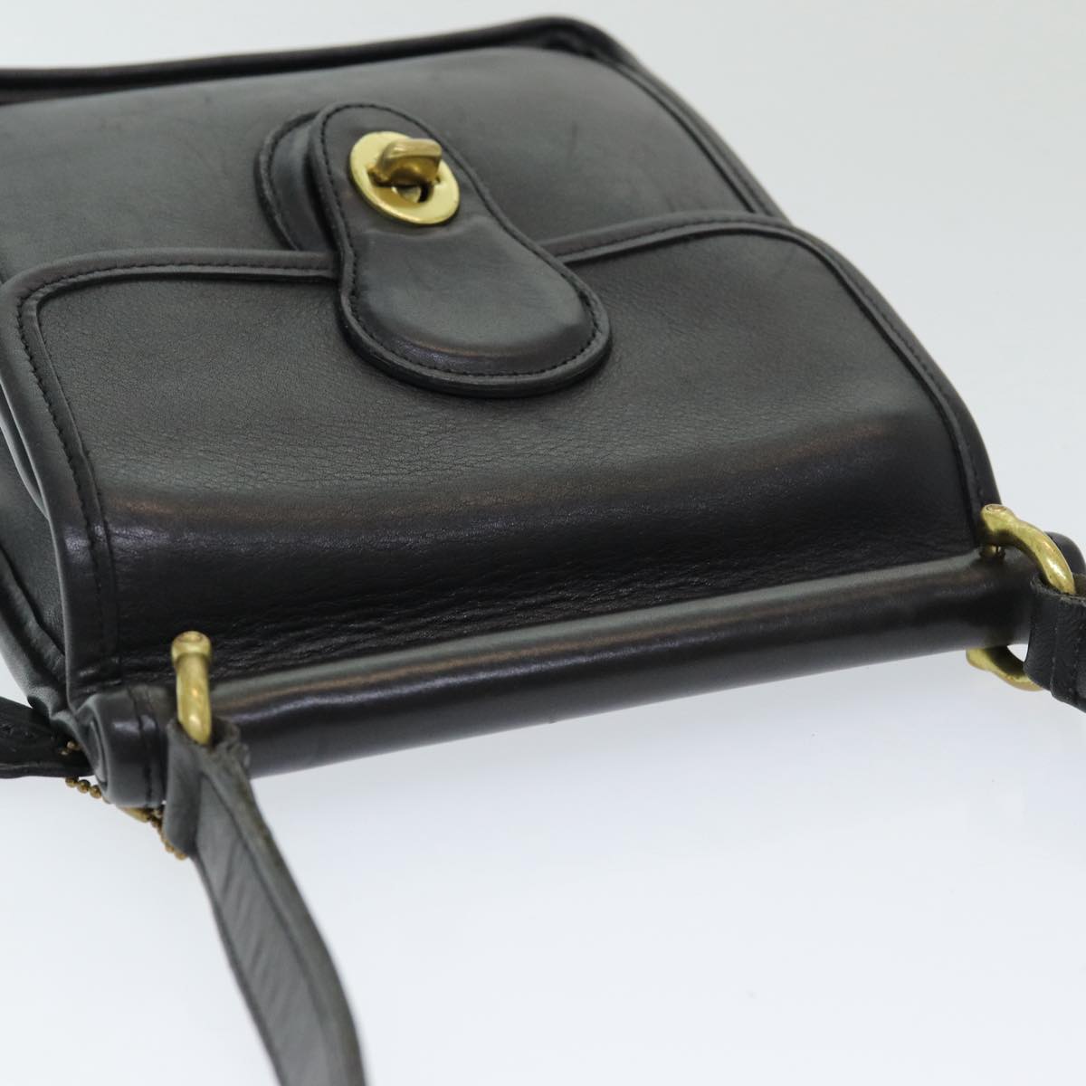 Coach Shoulder Bag Leather Black Auth am6664