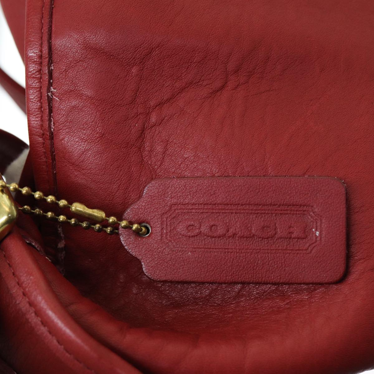 Coach Shoulder Bag Leather Red Auth am6666