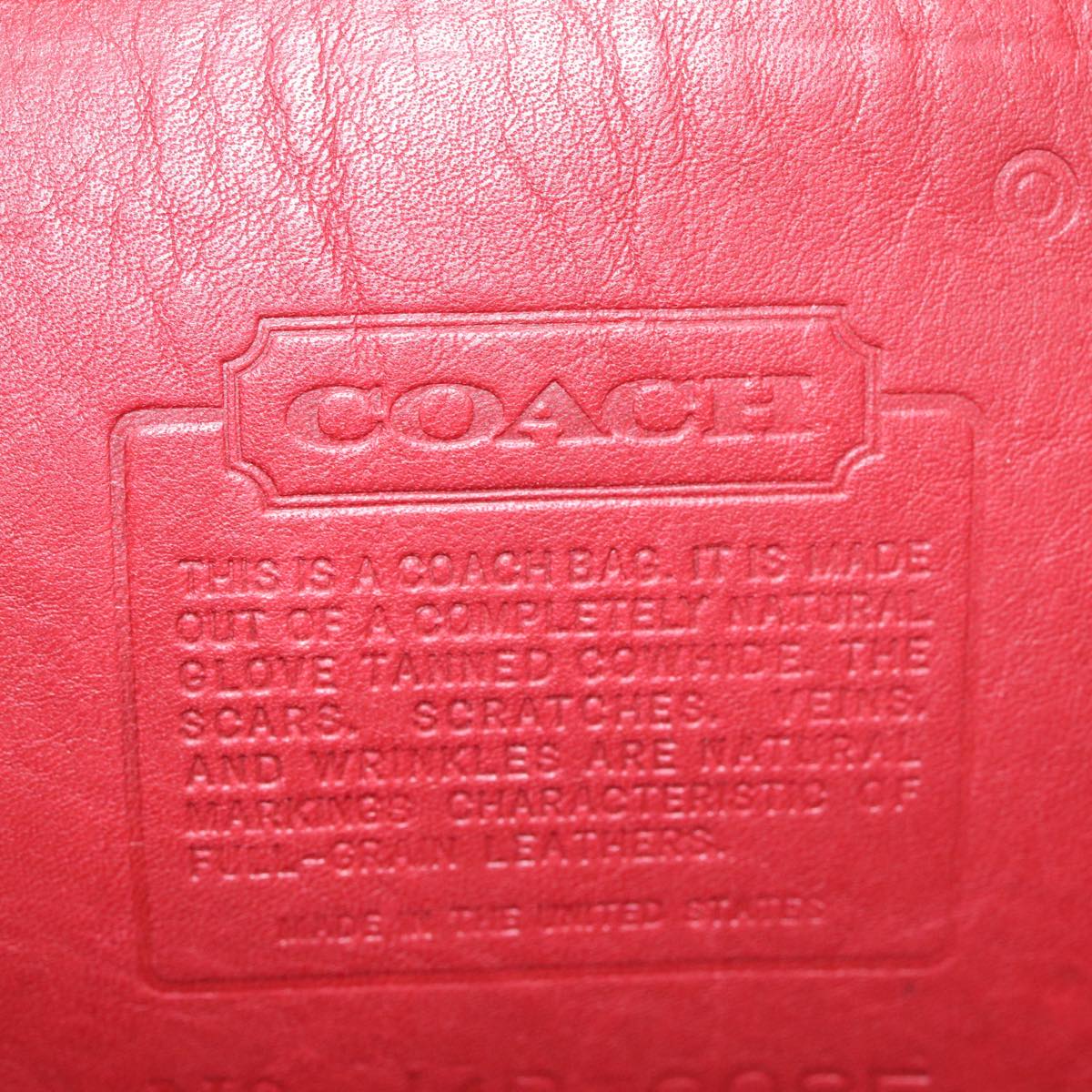 Coach Shoulder Bag Leather Red Auth am6666