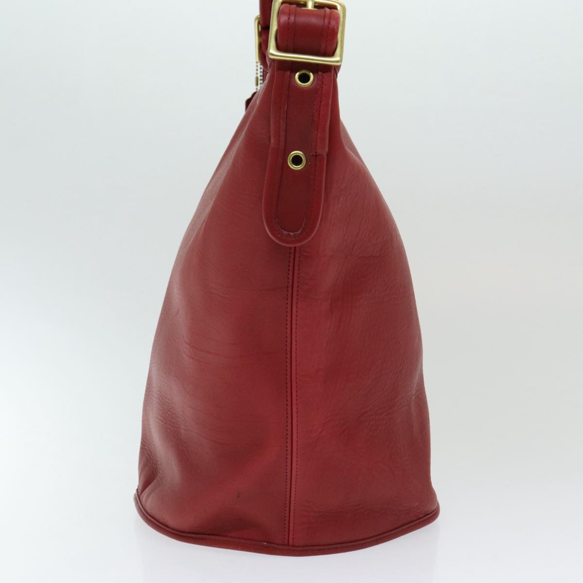 Coach Shoulder Bag Leather Red Auth am6666