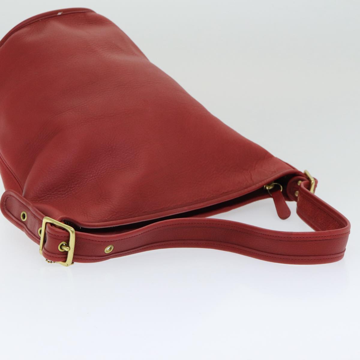 Coach Shoulder Bag Leather Red Auth am6666