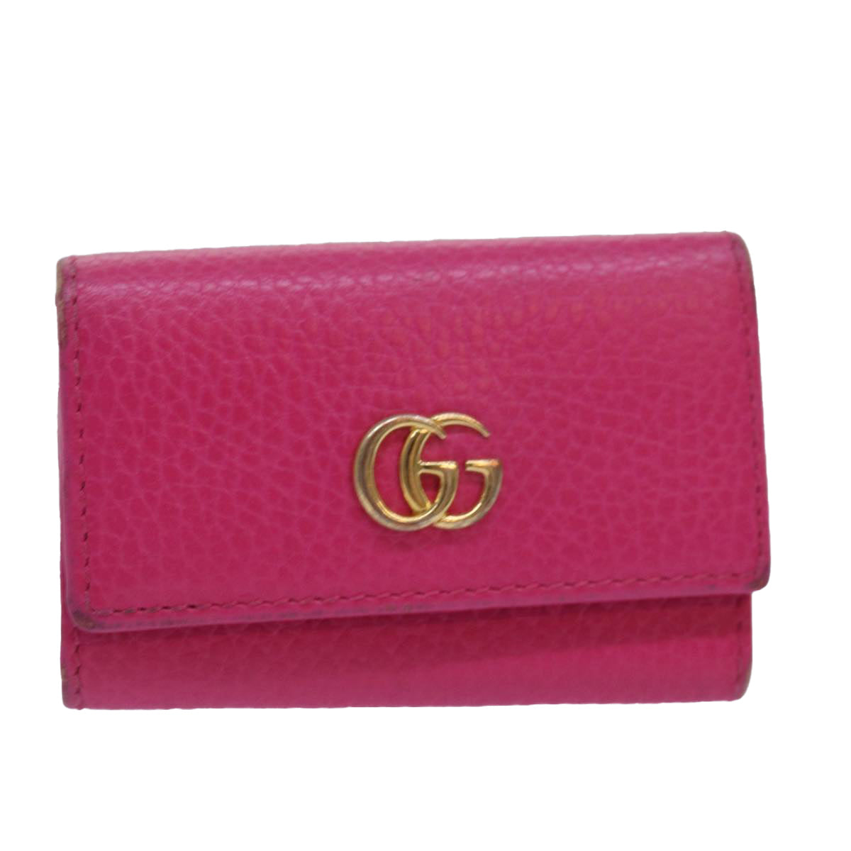 GUCCI GG Marmont Key Case Leather Pink Auth am6672