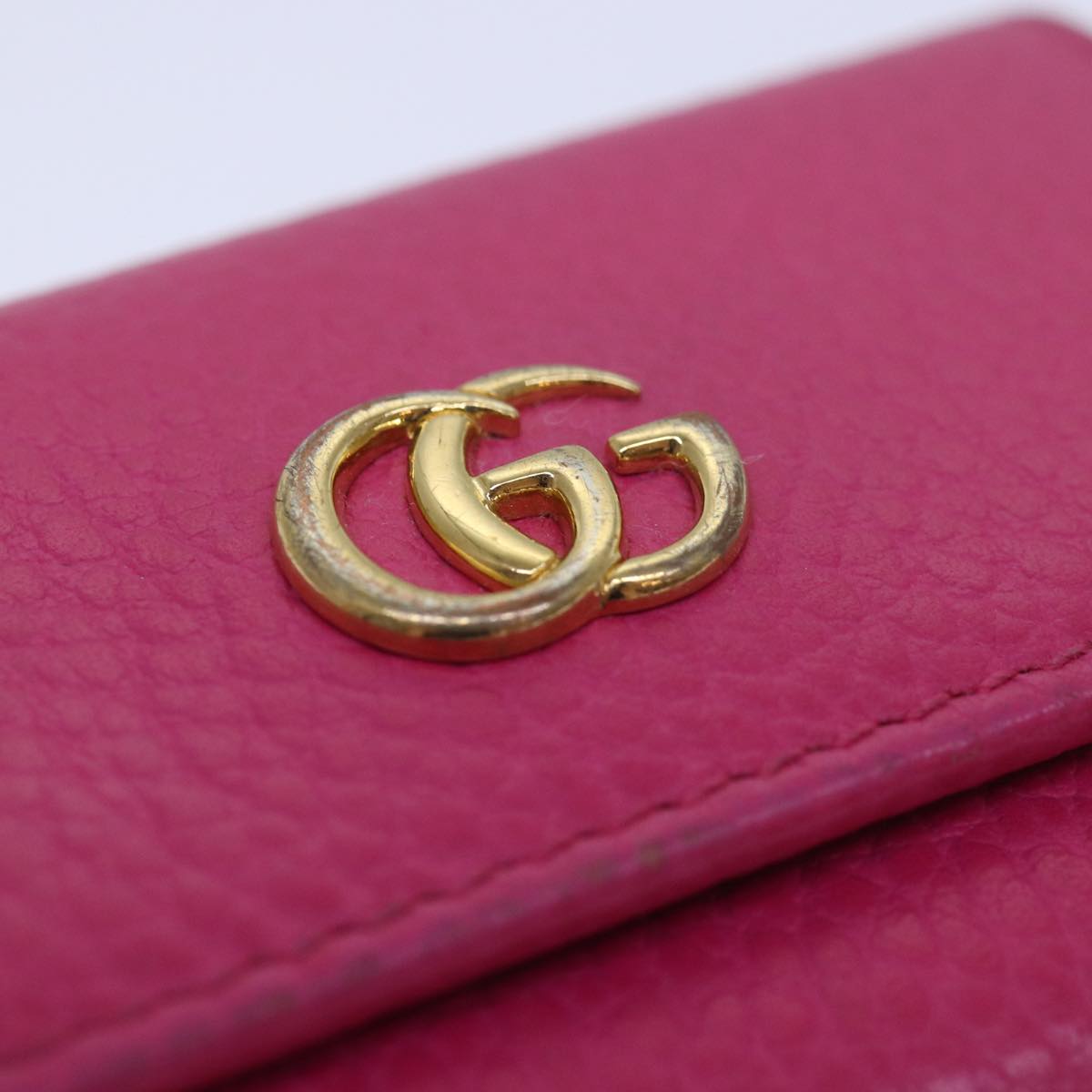 GUCCI GG Marmont Key Case Leather Pink Auth am6672