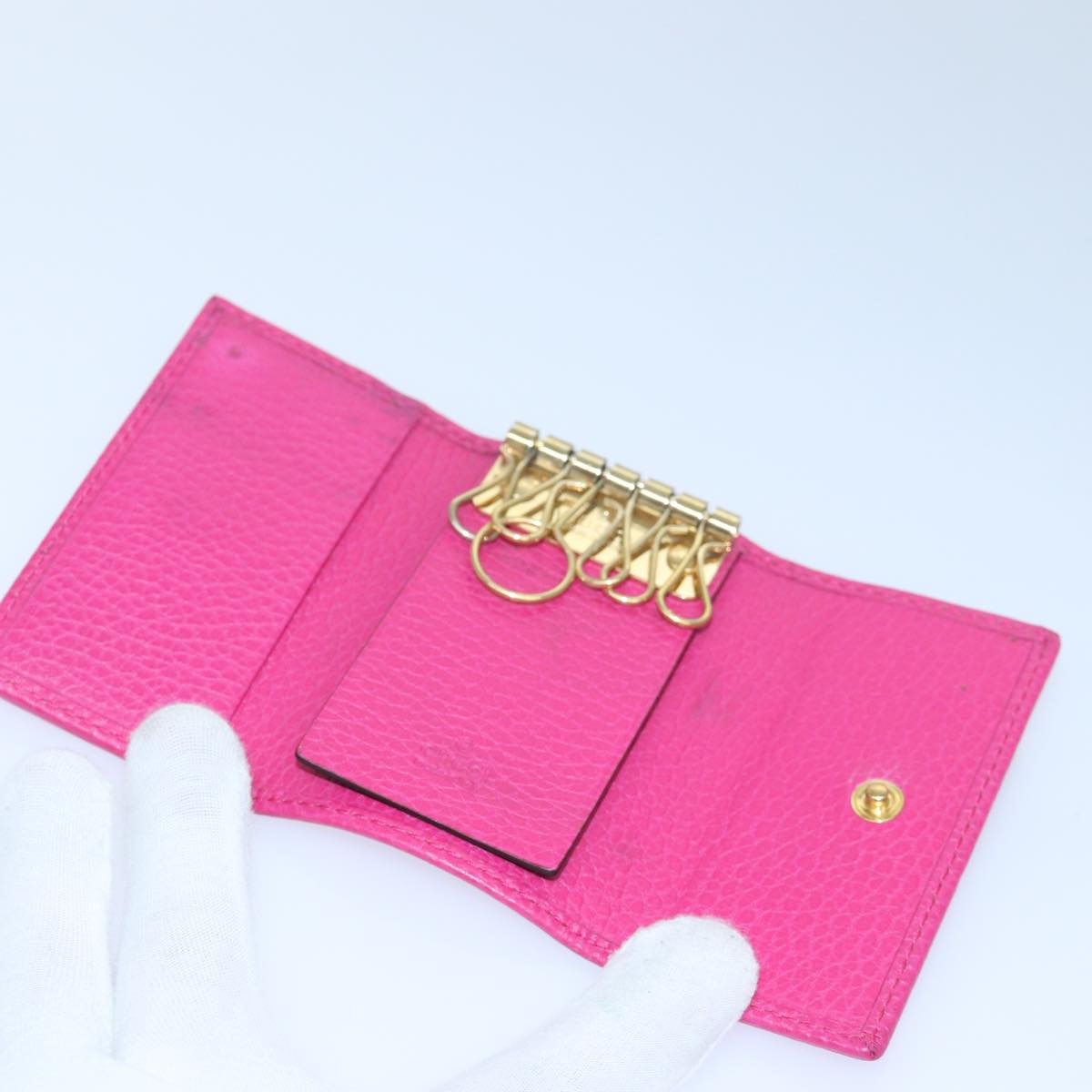 GUCCI GG Marmont Key Case Leather Pink Auth am6672