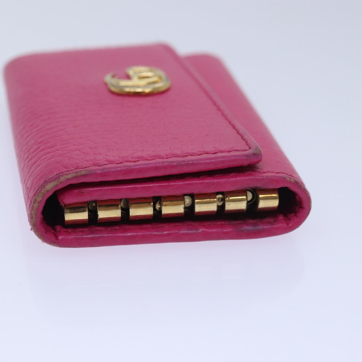 GUCCI GG Marmont Key Case Leather Pink Auth am6672