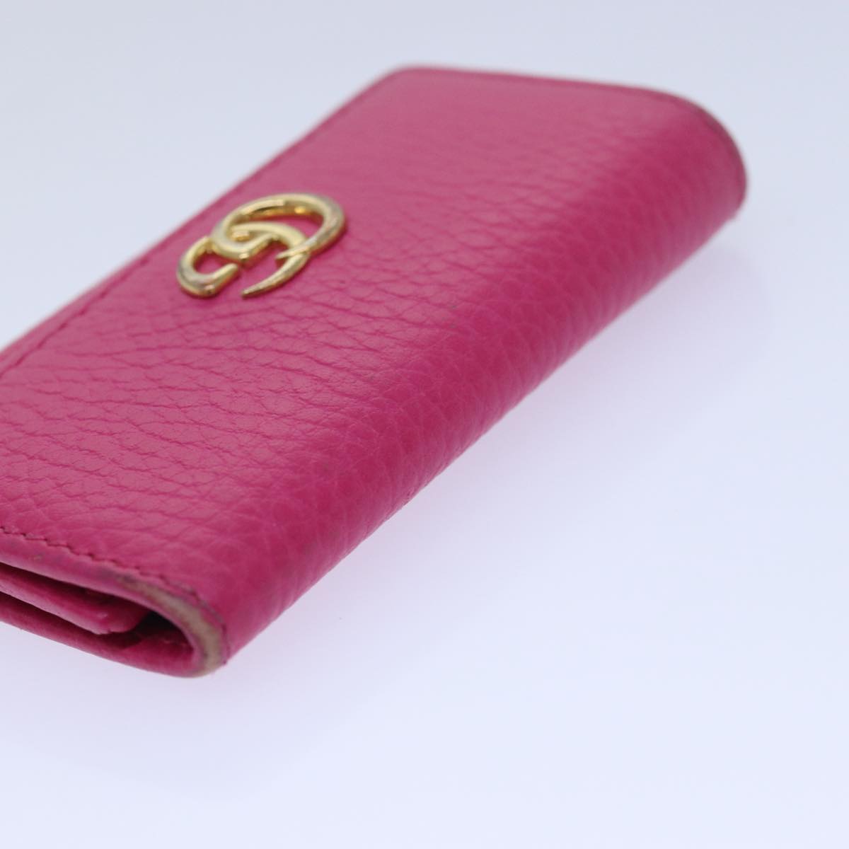 GUCCI GG Marmont Key Case Leather Pink Auth am6672