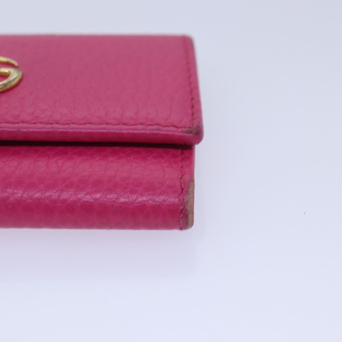 GUCCI GG Marmont Key Case Leather Pink Auth am6672