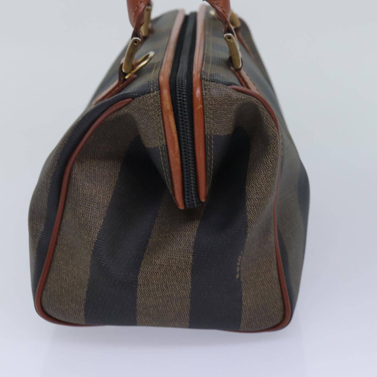 FENDI Pecan Canvas Hand Bag Coated Canvas Brown Khaki Auth am6676