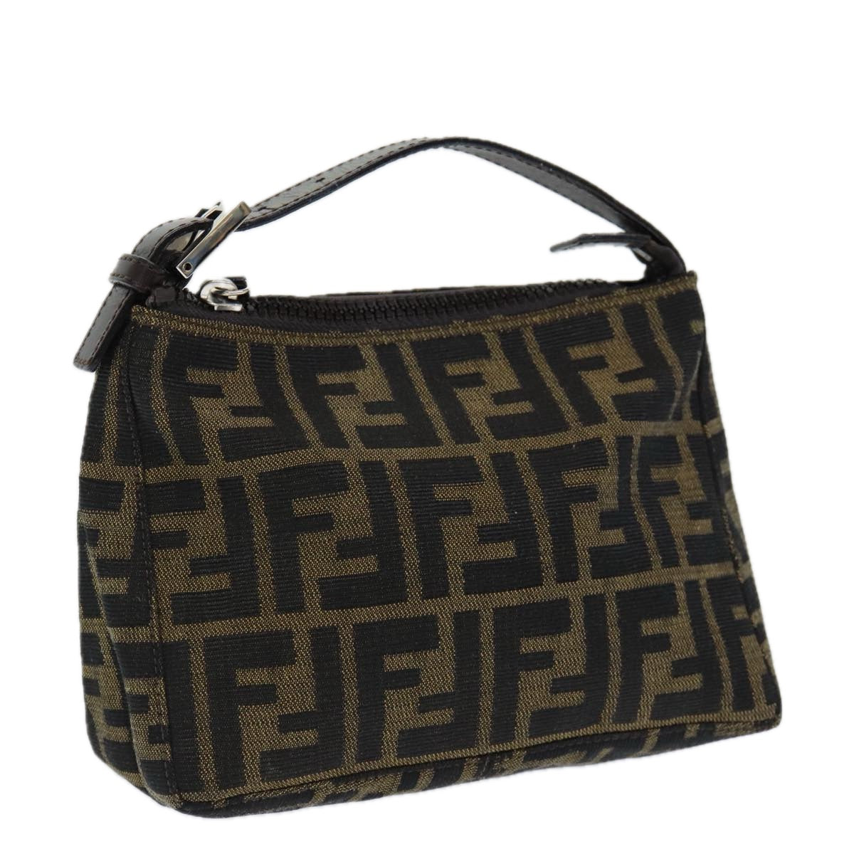 FENDI Zucca Canvas Hand Bag Brown Auth am6678