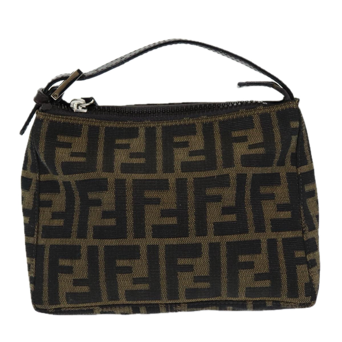 FENDI Zucca Canvas Hand Bag Brown Auth am6678