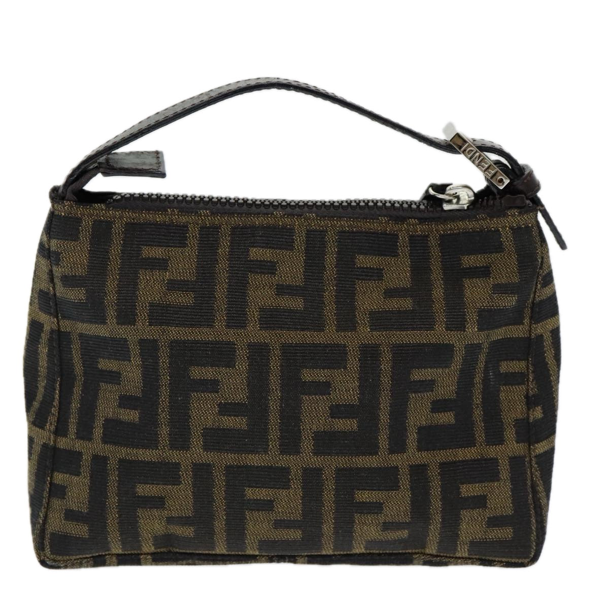 FENDI Zucca Canvas Hand Bag Brown Auth am6678 - 0